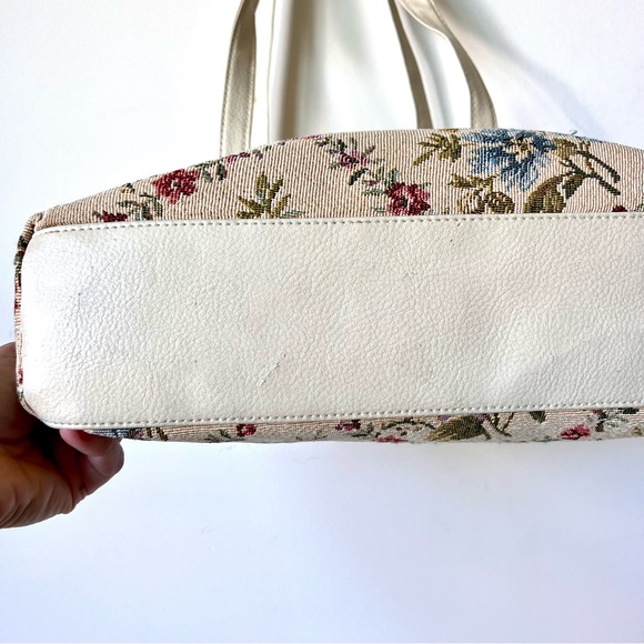 Vintage 80s MITZI Floral Tapestry Carpet Shoulder Tote Bag - Picture 4 of 17
